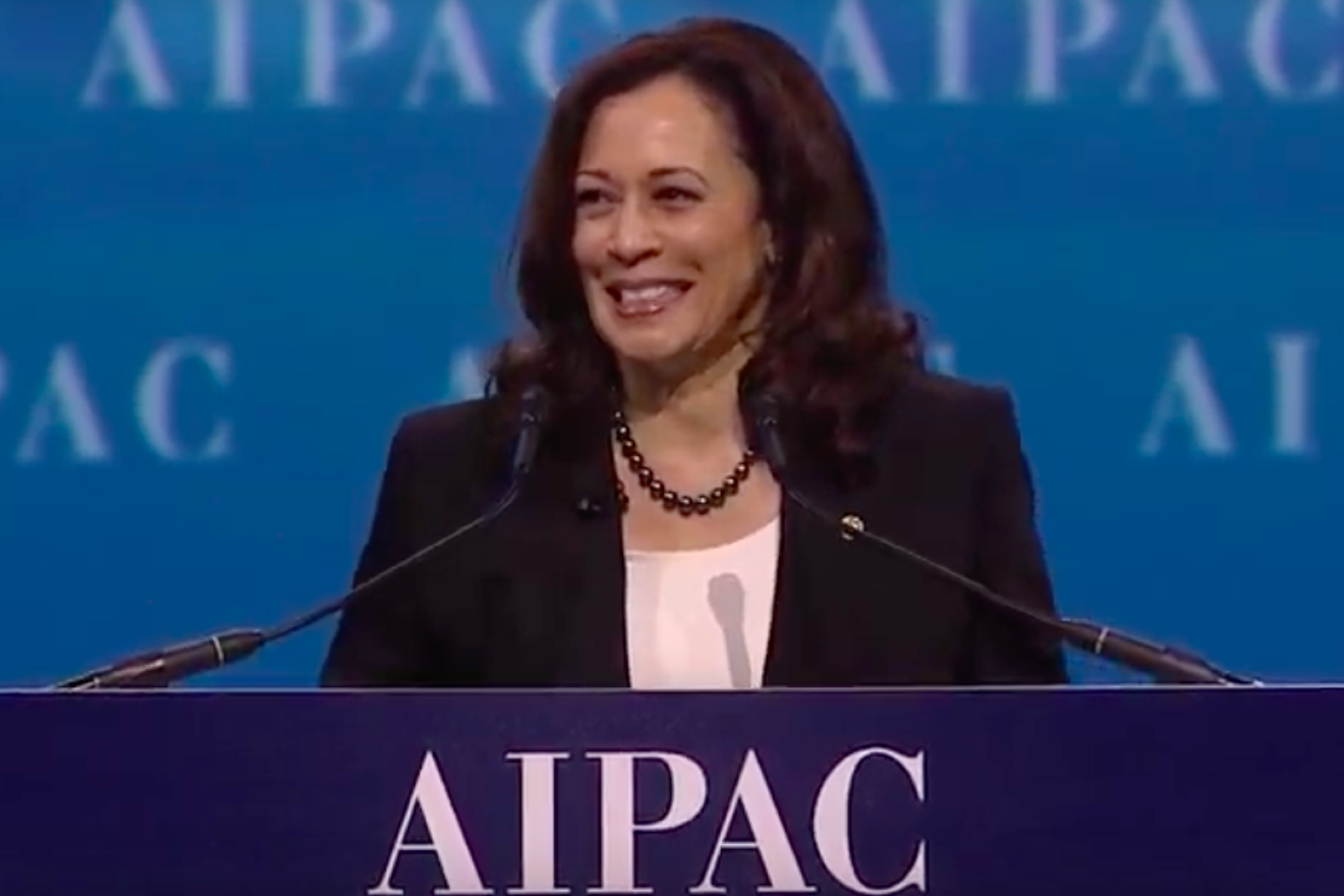 Sen. Kamala Harris (D-Calif.) addresses the 2017 AIPAC Policy Conference in Washington, D.C. Source: Screenshot.