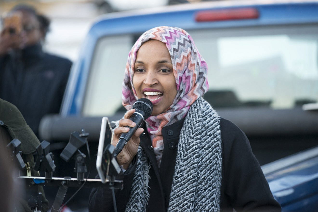 Rep. Ilhan Omar (D.-Minn.) speaks at a workers' protest against Amazon. Credit: Fibonacci Blue via Flickr.