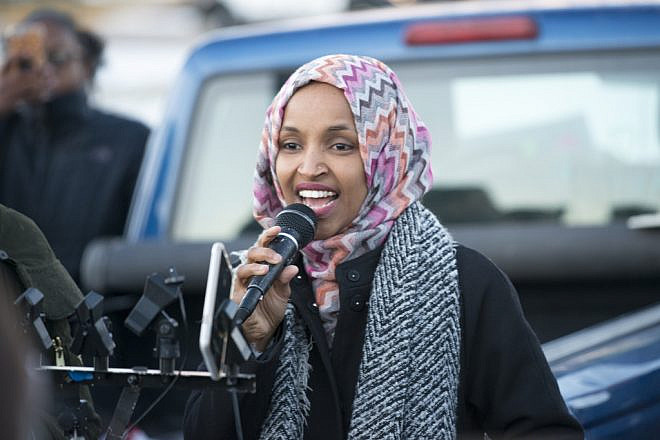 Rep. Ilhan Omar (D.-Minn.) speaks at a workers' protest against Amazon. Credit: Fibonacci Blue via Flickr.
