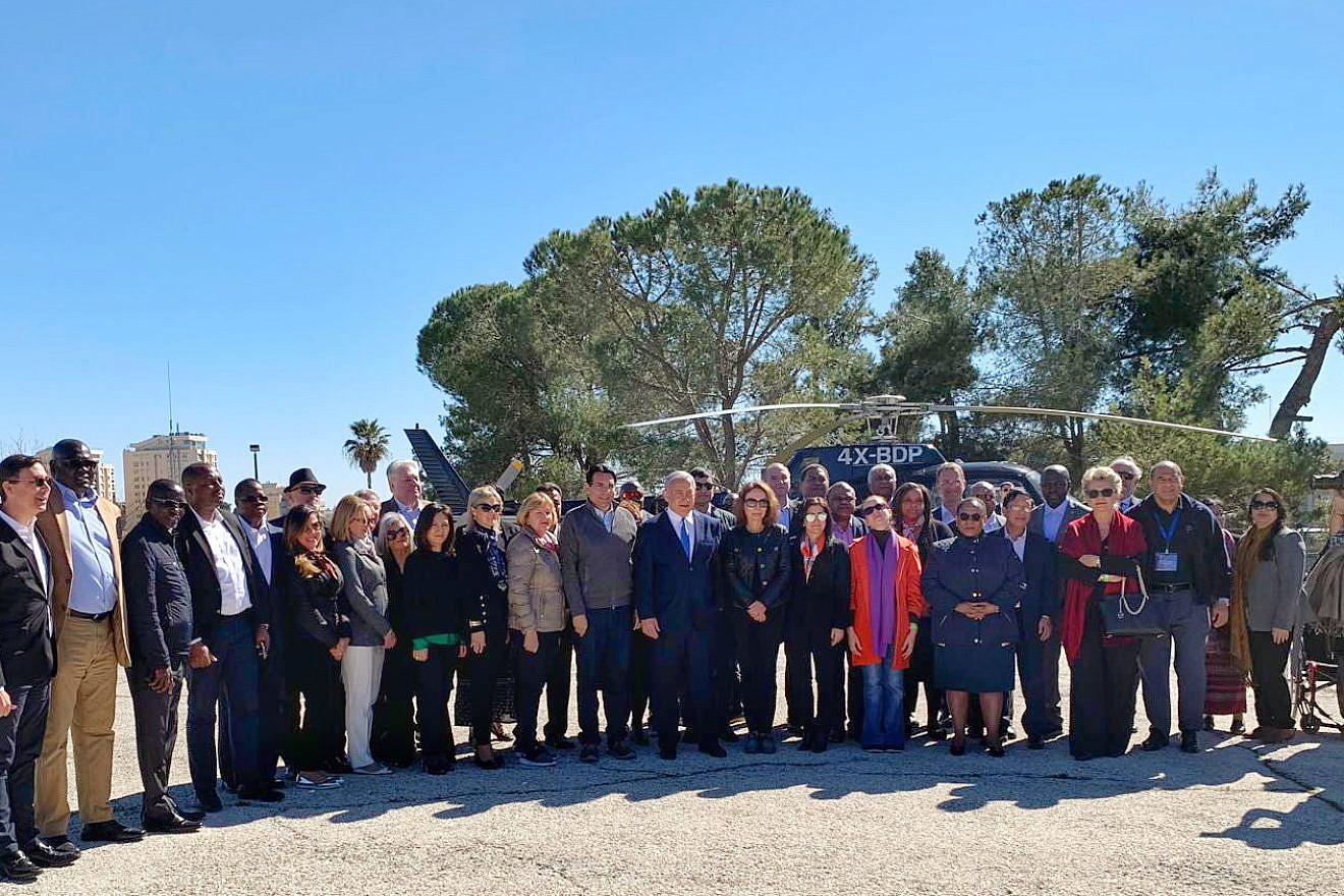 The delegation of ambassadors representing the United Nations with Israeli Prime Minister Benjamin Netanyahu, February 2019. Credit: Courtesy.