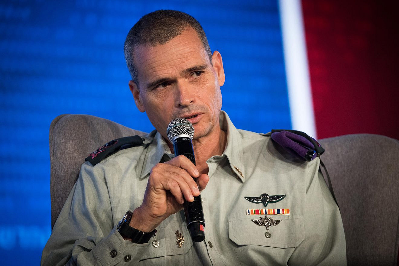 Maj. Gen. Yoel Strik, commander of the Northern Command, at a conference of the Israeli Television News Company in the Jerusalem International Convention Center (ICC) on Sept. 3, 2018. Photo by Yonatan Sindel/Flash90.