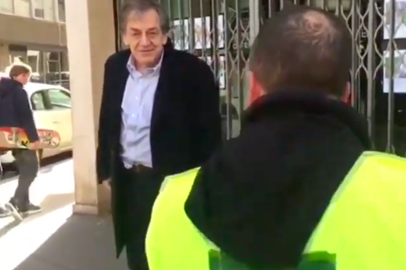 Protesters from the “yellow vests” movement in France yell anti-Semitic profanities at Jewish philosopher Alain Finkielkraut on Feb. 16, 2019. Credit: Screenshot.
