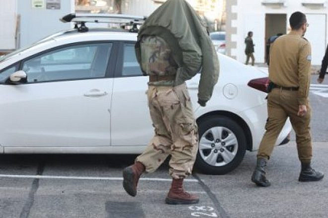 One of the soldiers from the Netzah Yehuda Battalion at the IDF Military Court in Jaffa. Credit: Gideon Markowicz.