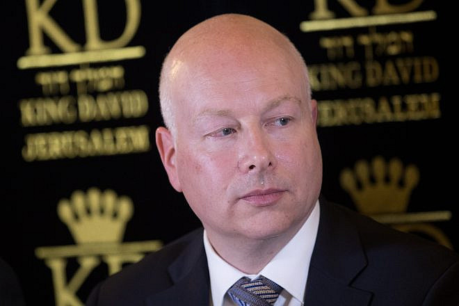 U.S. special envoy to the Middle East Jason Greenblatt attends a press conference regarding the water agreement between Israel and the Palestinian Authority. Photo by Yonatan Sindel/Flash90.