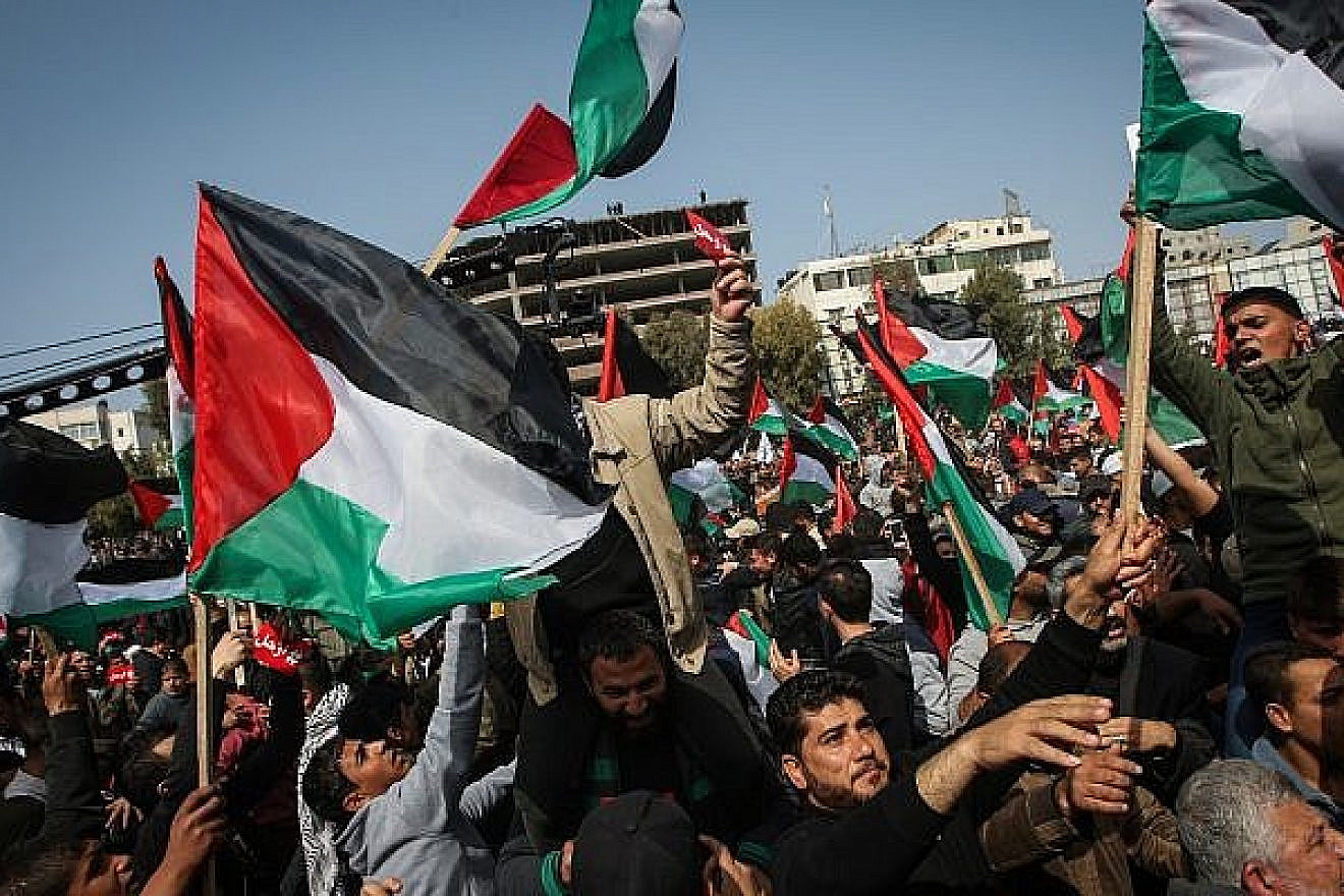 Palestinian demonstrators attend a protest in Gaza City against increasingly severe economic conditions in the Gaza Strip, on Feb. 24, 2019. Credit: Abed Rahim Khatib/Flash90.