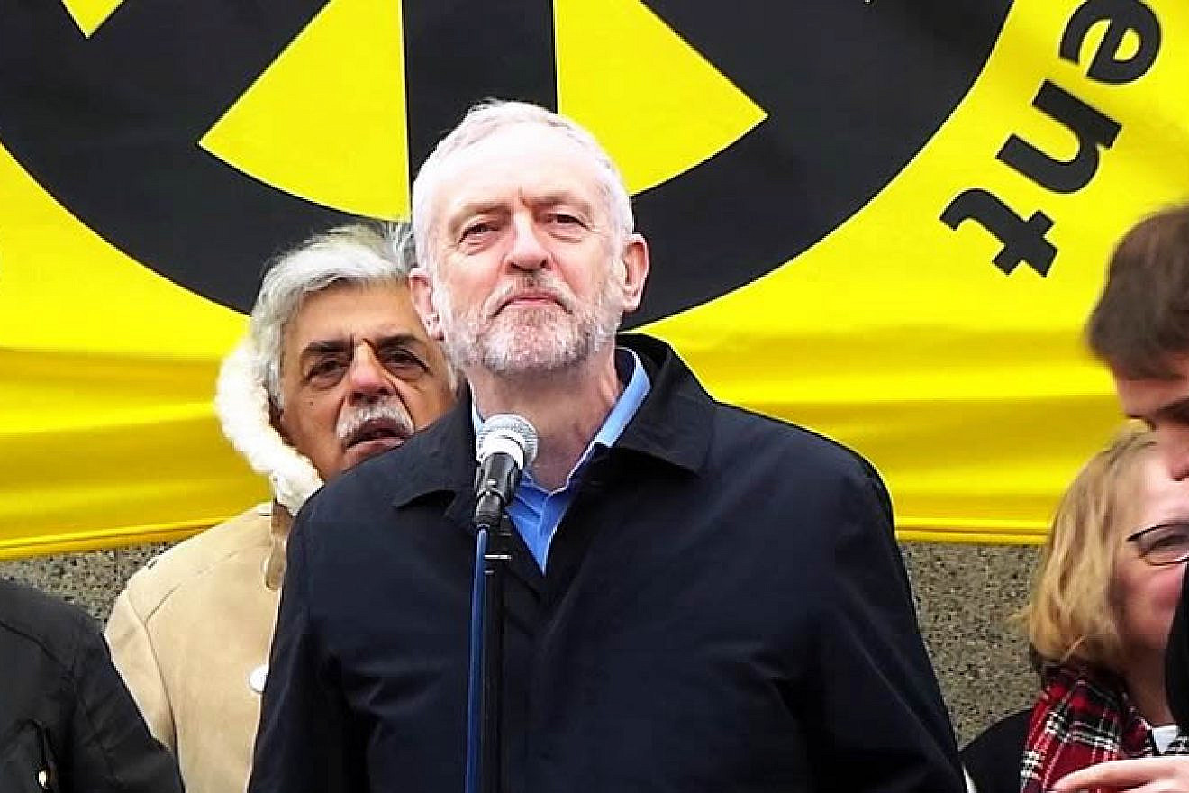 British Labour Party leader Jeremy Corbyn speaking at the #StopTrident rally at Trafalgar Square, on Feb. 27, 2016. Credit: Garry Knight via Wikimedia Commons.