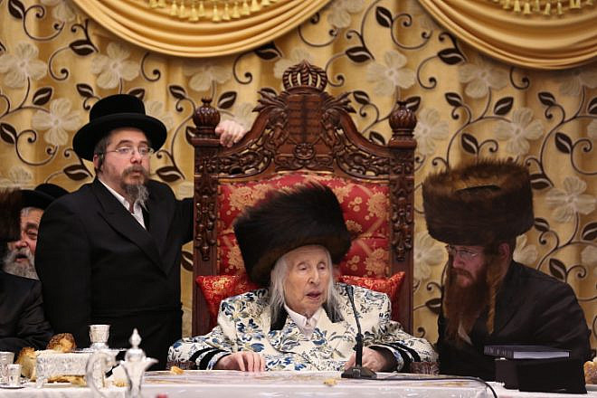 Kaliv Chassidic Rabbi Menachem Mendel Taub at a special ceremony in Jerusalem on March 13, 2019. Photo by David Cohen/Flash90.