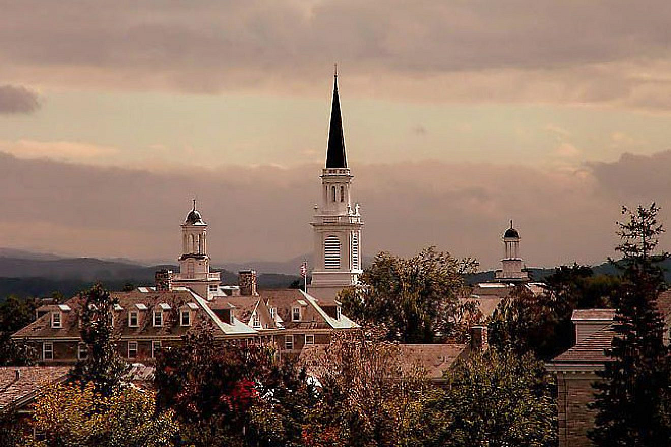 The spire of Mead Memorial Chapel at Middlebury College in Vermont. Credit: Wikimedia Commons.