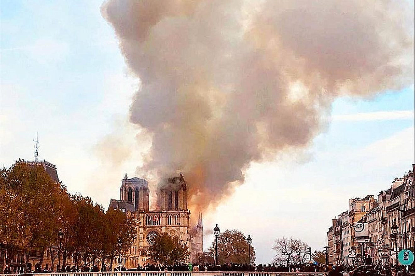 Fire at the Notre Dame Cathedral in Paris, April 15, 2019. Credit: Wikimedia Commons.