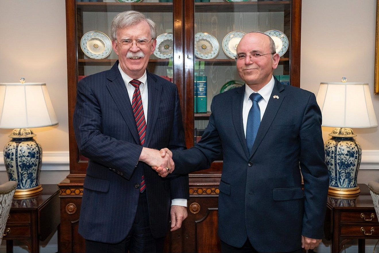 U.S. National Security Advisor John Bolton meets with his Israeli counterpart Meir Ben-Shabbat at the White House on April 15, 2019. Credit: John Bolton/Twitter.