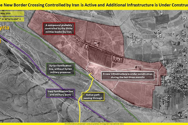 A view of Iranian construction along the Syrian-Iraqi border that would allow Iran to transfer weapons, armed personnel and oil into Syria. Credit: ImageSat International.