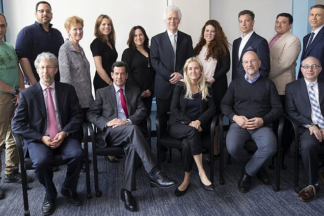 James Gertler, trustee of the Zuckerman Institute, and Richard Lester, associate provost for international activities at MIT, join with representatives from the seven American affiliates of Israeli universities as part of a new STEM partnership. Credit: Credit: The Zuckerman Institute.
