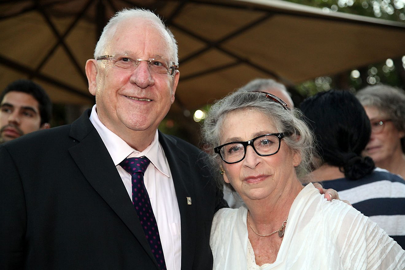 Israel's President Reuven Rivlin with his wife, Nechama Rivlin, during the French Ambassador's ceremony awarding the Legion Honor, at the ambassador's home in Jaffa, on June 18, 2014. Photo by Gideon Markowicz/Flash90.