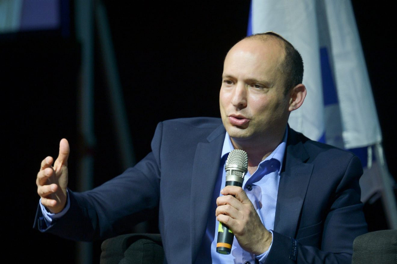 Israeli Education Minister Naftali Bennett speaks during a conference at Tel Aviv University on March 10, 2019. Photo by Flash90.