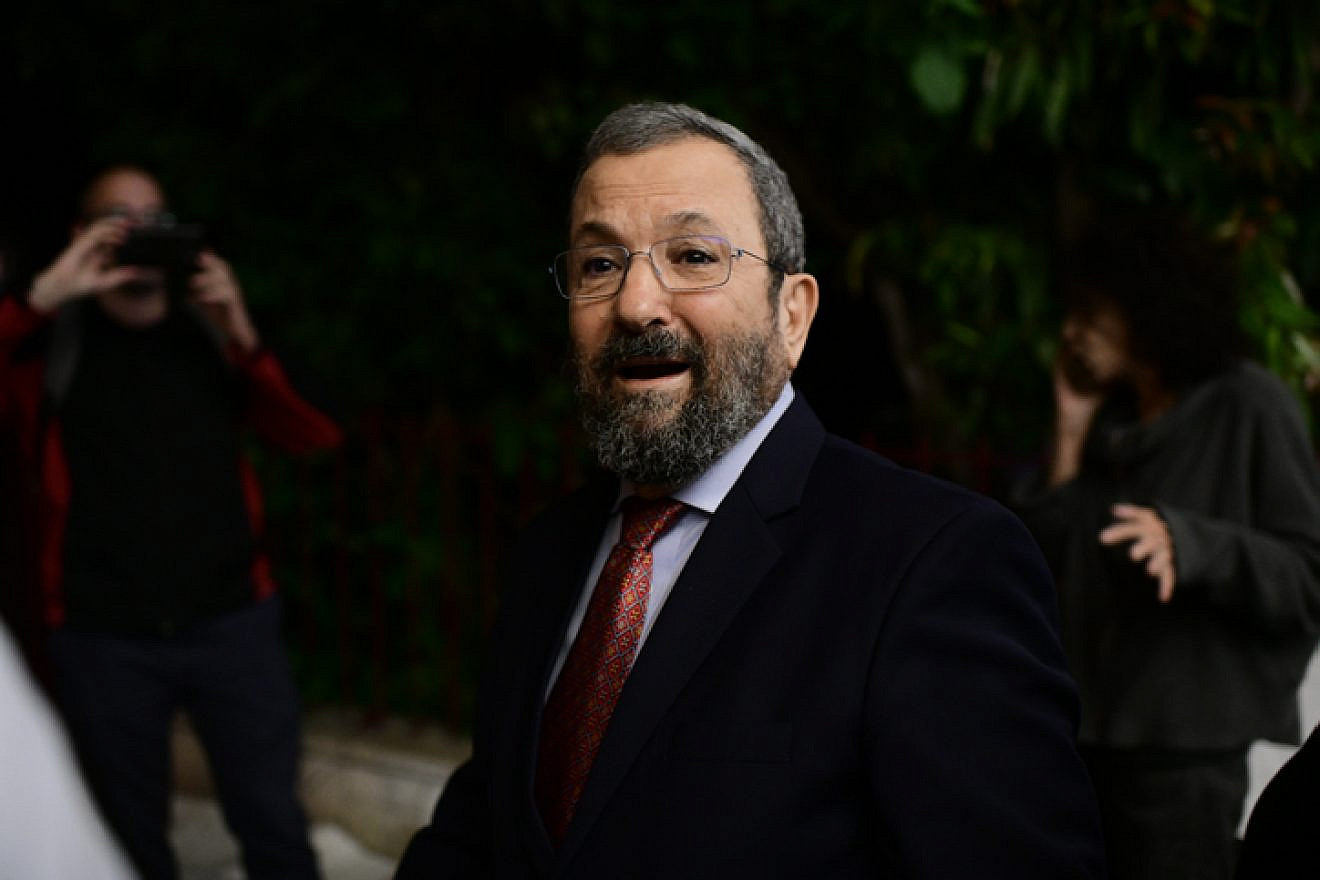 Former Israeli Prime Minister Ehud Barak during a press conference in Tel Aviv on April 3, 2019. Photo by Tomer Neuberg/Flash90.