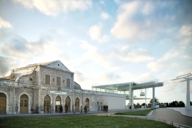 A mock-up of the First Station cable-car station in Jerusalem, which is currently in approval phases. Source: Jerusalem Development Authority.