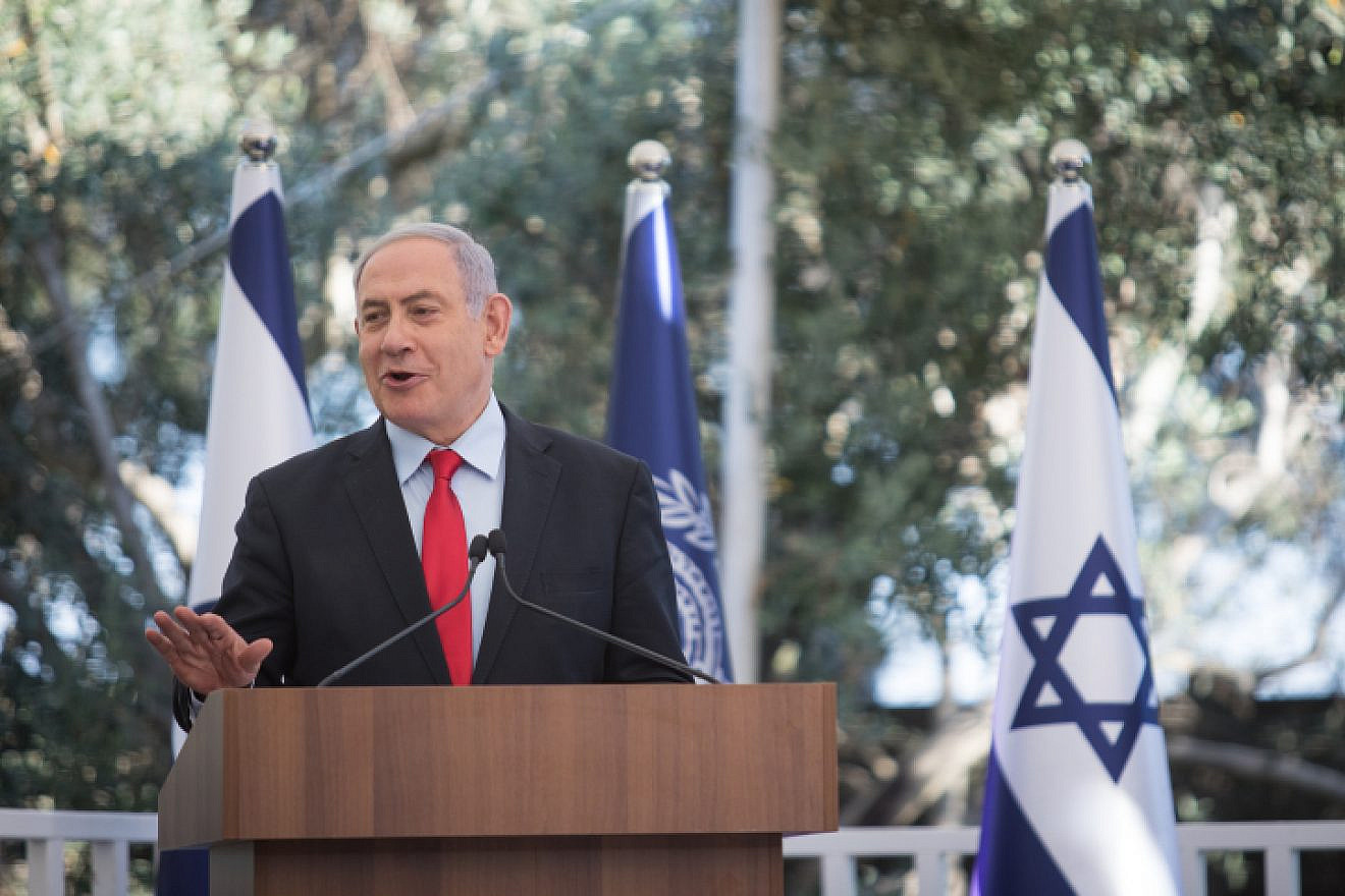 Israeli Prime Minister Benjamin Netanyahu speaks during an event honoring outstanding Israel Defense Forces’ reservists at the President's Residence in Jerusalem on July 1, 2019. Photo by Hadas Parush/Flash90.