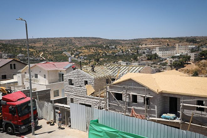 Construction in the Dagan neighborhood of Efrat in Judea on July 22, 2019. Photo by Gershon Elinson/Flash90.