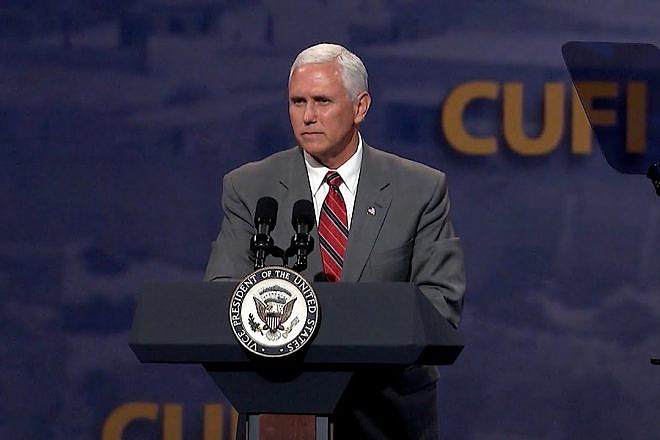 U.S. Vice President Mike Pence addresses attendees at the annual CUFI conference, July 8, 2019. Credit: CUFI.
