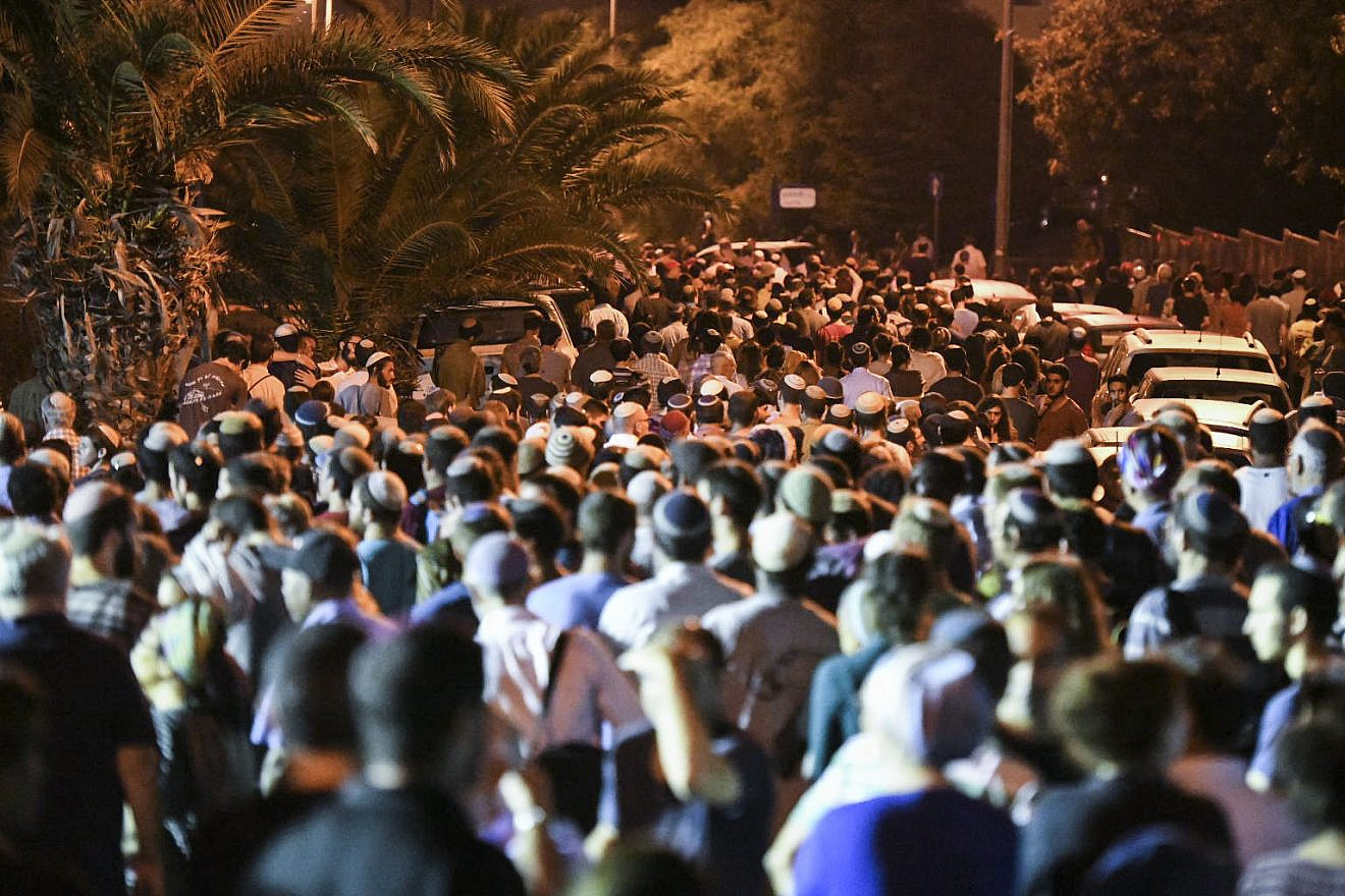 Nearly 1,000 people attended the funeral of Israeli yeshivah student and IDF recruit Dvir Sorek, 19, in the Jewish settlement of Ofra on Aug. 8, 2019. Photo by Sraya Diamant/Flash90.