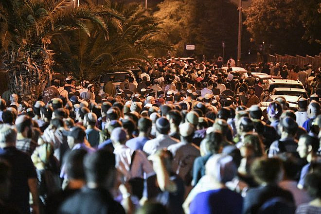 Nearly 1,000 people attended the funeral of Israeli yeshivah student and IDF recruit Dvir Sorek, 19, in the Jewish settlement of Ofra on Aug. 8, 2019. Photo by Sraya Diamant/Flash90.