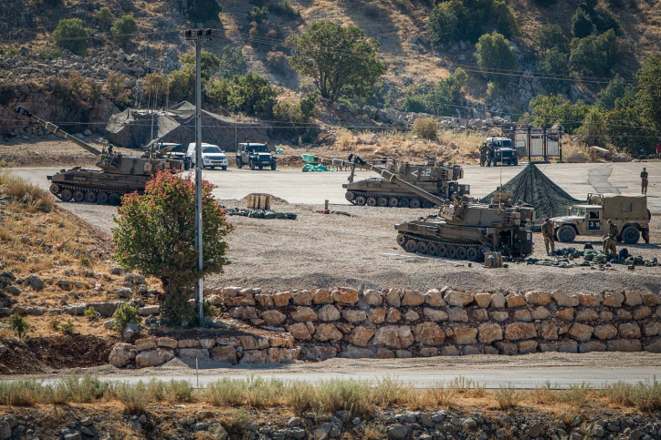 Israeli soldiers with their artillery unit near the Israel-Syria border in the Golan Heights on Aug. 25, 2019. Photo by Basel Awidat/Flash90.