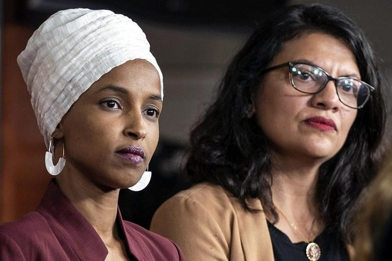 U.S. House Reps. Ilhan Omar (D-Minn.) (left) and Rashida Tlaib (D-Mich.). Credit: EPA/Jim Lo Scalzo/Israel Hayom.