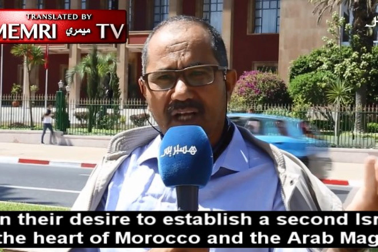 Ahmed Wihmane, president of the Moroccan Observatory Against Normalization with Israel, is seen during an interview with Hespress Internet TV (Morocco), Aug. 27, 2019. (MEMRI)