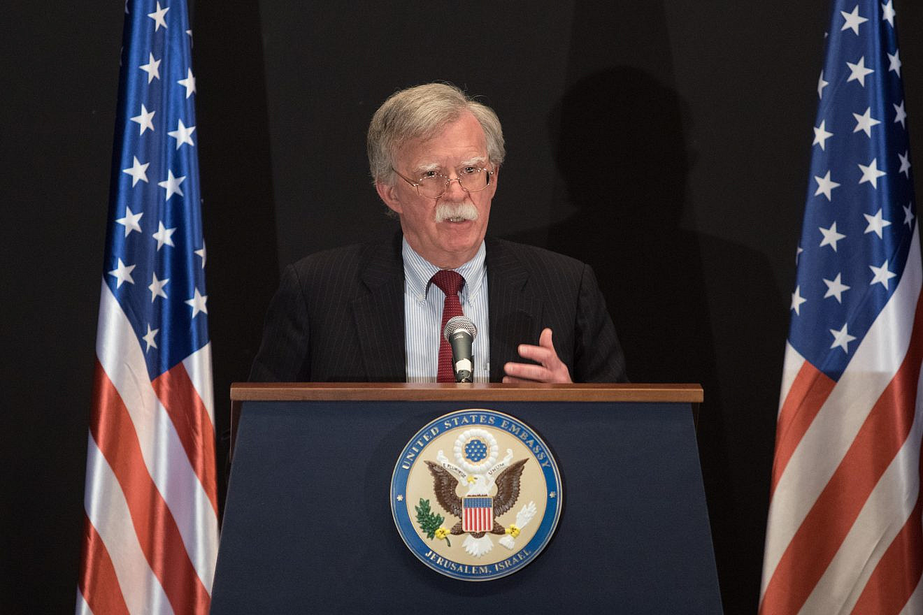 U.S. National Security Advisor John Bolton speaks at a press conference in the David's Citadel Hotel in Jerusalem on June 25, 2019. Photo by Noam Revkin Fenton/Flash90.