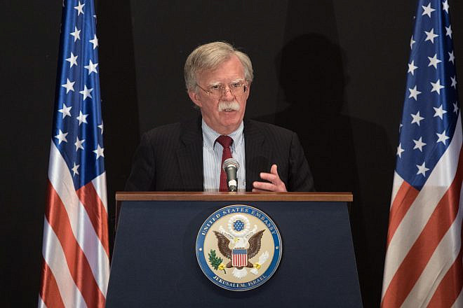 U.S. National Security Advisor John Bolton speaks at a press conference in the David's Citadel Hotel in Jerusalem on June 25, 2019. Photo by Noam Revkin Fenton/Flash90.