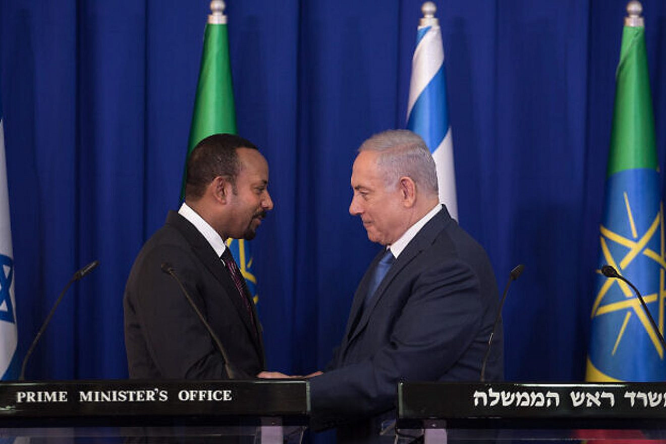 Israeli Prime Minister Benjamin Netanyahu and Ethiopian Prime Minister Abiy Ahmed during a joint press conference at the Prime Minister's Office in Jerusalem on Sept. 1, 2019. Photo by Hadas Parush/Flash90.