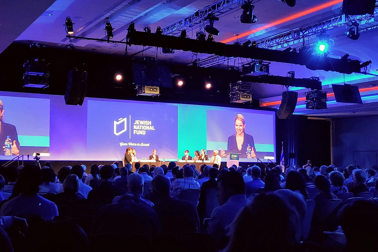 A panel at the Jewish National Fund’s annual conference titled “Positively Israel: Influencing the Narrative on Campus” featured Jewish and non-Jewish students, along with faculty, who spoke about engage in constructive conversations about Israel, September 2019. Credit: JNF-USA.