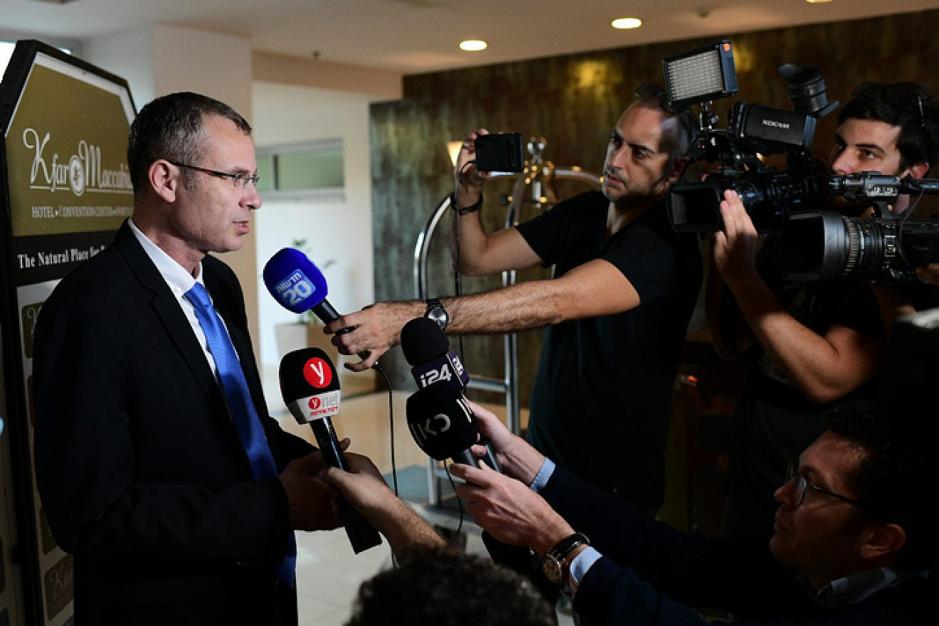 Knesset Speaker Yariv Levin, then Israel's tourism minister, arrives at the Kfar Maccabiah Hotel in Ramat Gan for a meeting, on Oct. 27, 2019. Photo by Tomer Neuberg/Flash90.
