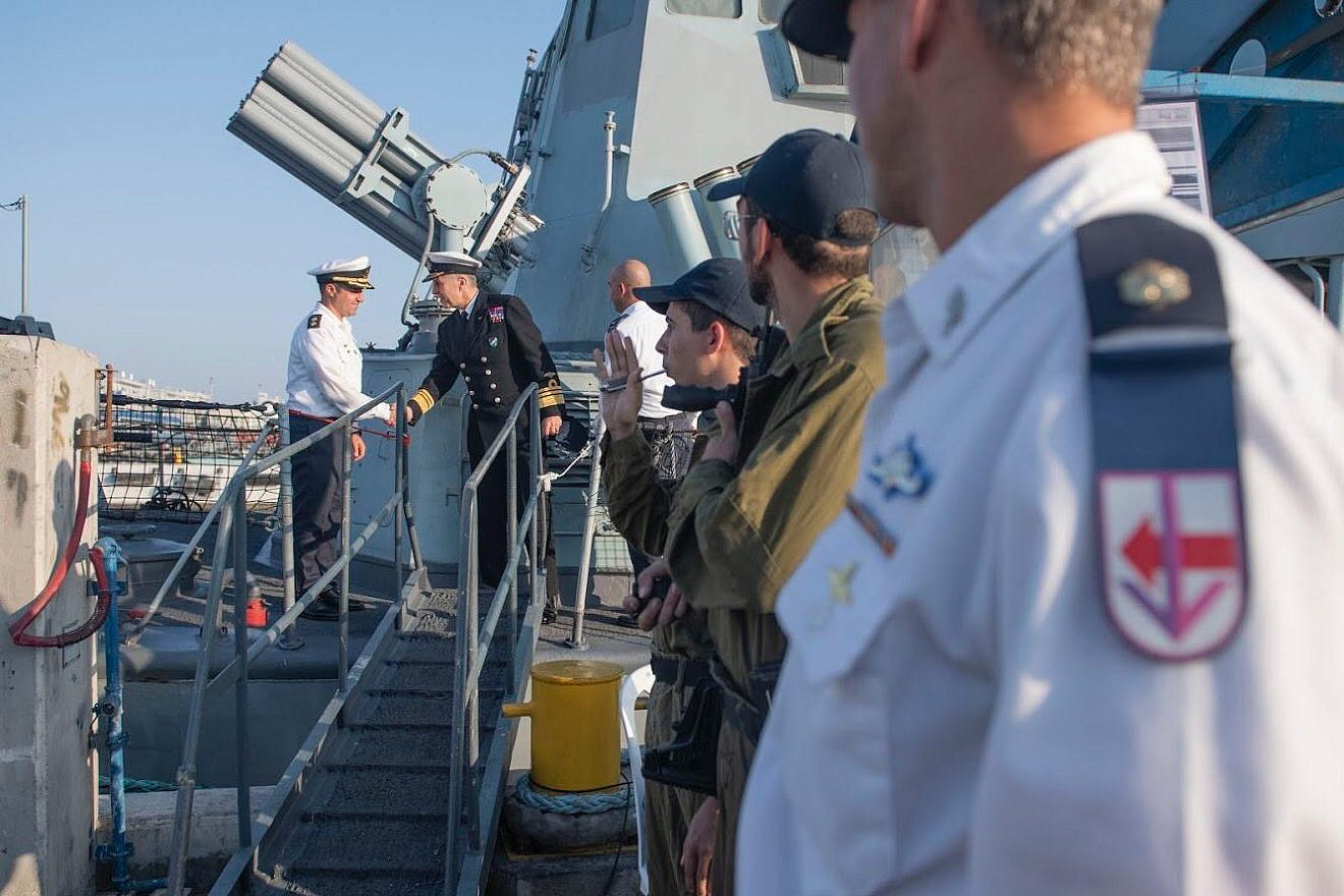 NATO and Israeli naval officials greet one another aboard an Israeli Navy ship. Credit: IDF Spokesperson's Unit.