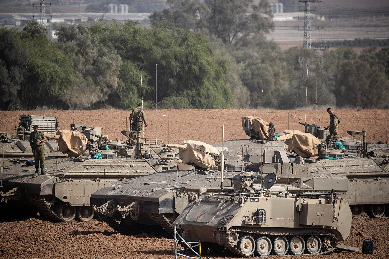 Israeli soldiers at a staging area in southern Israel near the border with the Gaza Strip, Nov. 13, 2019. Photo by Yonatan Sindel/Flash90.