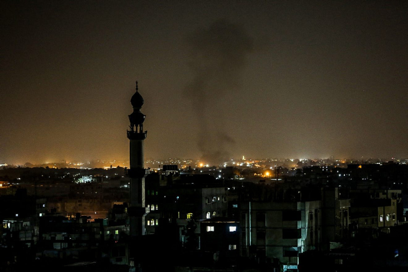 Smoke rises after an Israeli airstrike in Rafah in the southern Gaza Strip, on Nov. 13, 2019. Photo by Abed Rahim Khatib/Flash90.