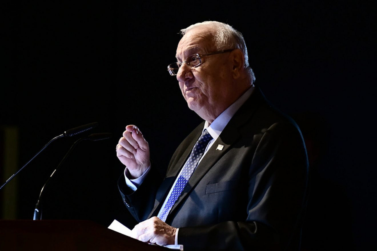 Israeli President Reuven Rivlin speaks at a conference in Tel Aviv on Nov. 24, 2019. Photo by Tomer Neuberg/Flash90.