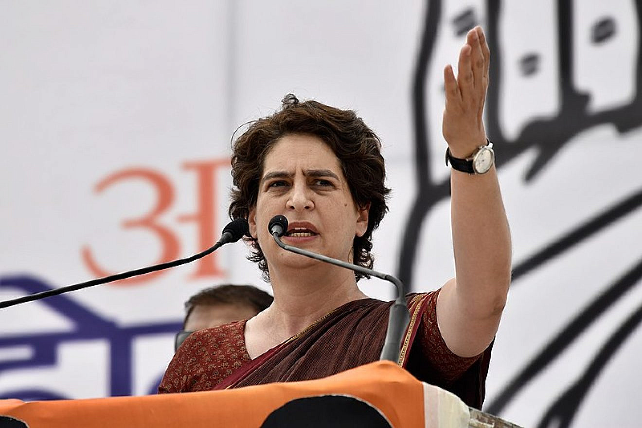 Indian politician Priyanka Gandhi Vadra speaks at Mandi Samiti Ground in Uttar Pradesh, India, on April 15, 2019. Credit: Indian National Congress.