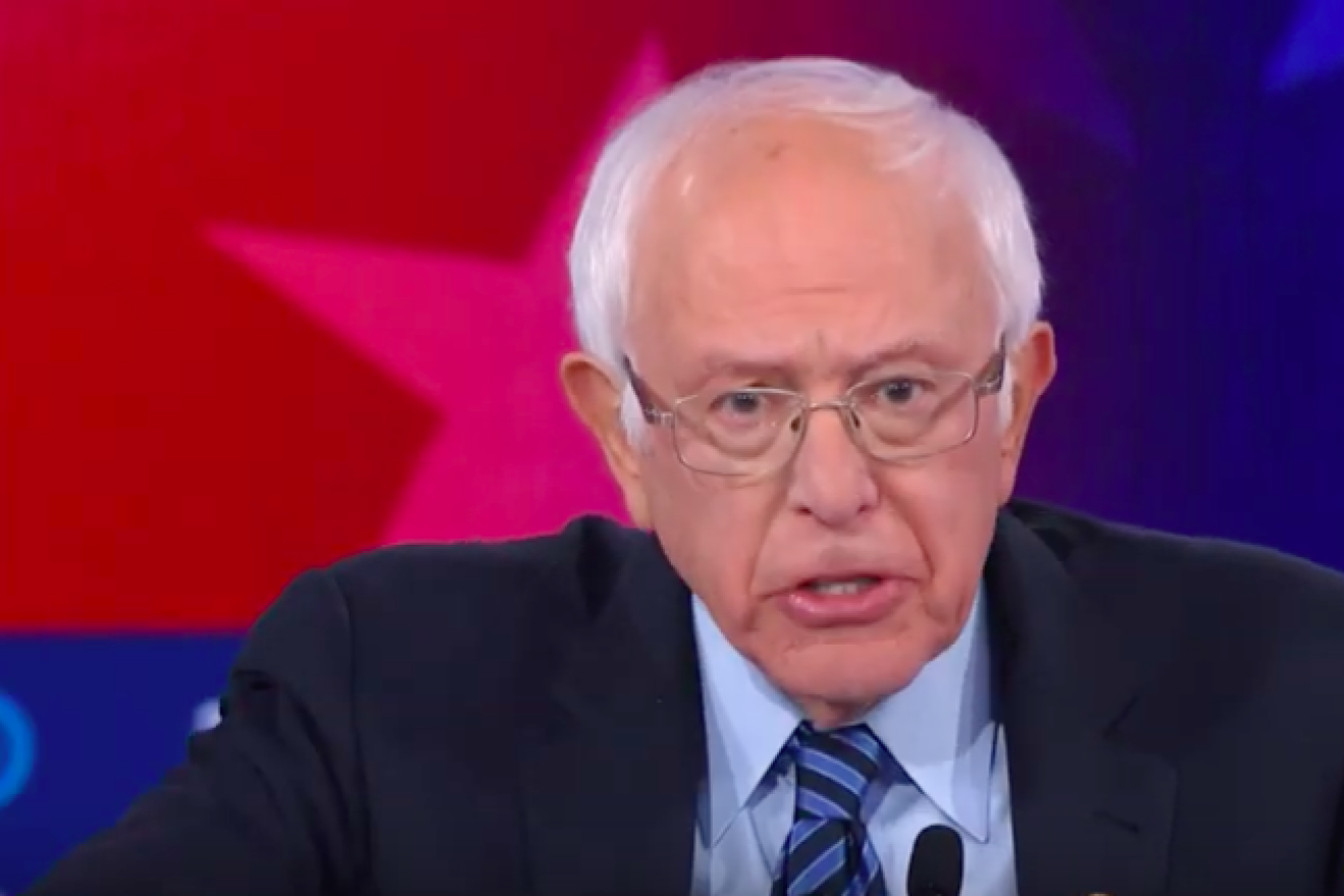 Sen. Bernie Sanders (I-Vt.) at the fifth 2020 Democratic presidential primary debate in Atlanta on Nov. 20, 2020. Source: Screenshot.