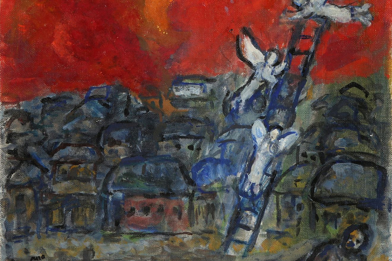 A view of “Jacob’s Ladder”—a painting by the world-renowned Jewish artist Marc Chagall, which will be put up for auction on Jan. 25. Source: Tiroche Auction House.
