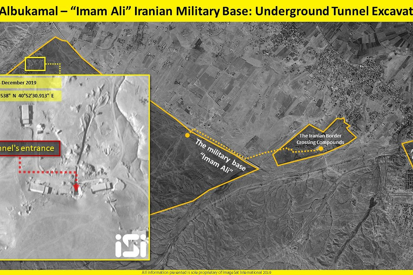 A tunnel under excavation at Iran's Imam Ali military base near Abu Kamal, Syria, near the Iraqi border. Credit: ImageSat International.