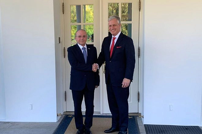 Israeli National Security Adviser Meir Ben-Shabbat and U.S. National Security Advisor Robert O'Brien meet at the White House on Dec. 19, 2019. Source: Prime Minister of Israel via Twitter.
