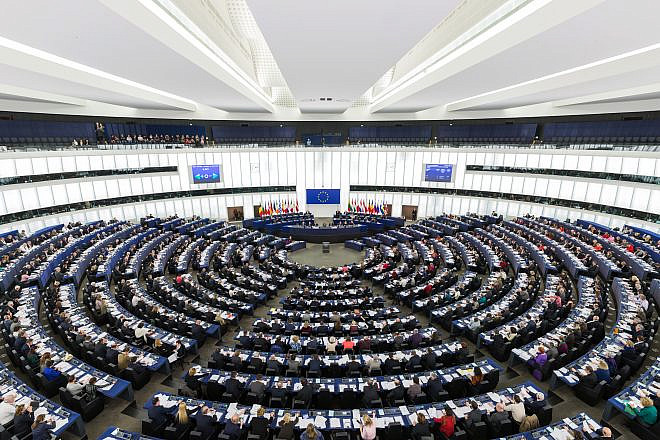 The Hemicycle of the European Parliament in Strasbourg, France, during a plenary session, Feb. 5, 2014. Source: Wikimedia Commons.