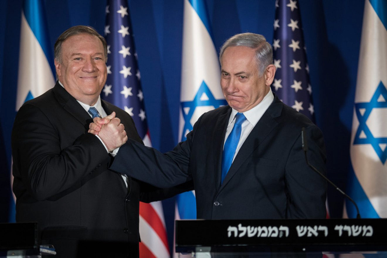 Israeli Prime Minister Benjamin Netanyahu and U.S. Secretary of State Mike Pompeo deliver joint statements in Jerusalem on March 20, 2019. Photo by Hadas Parush/Flash90.