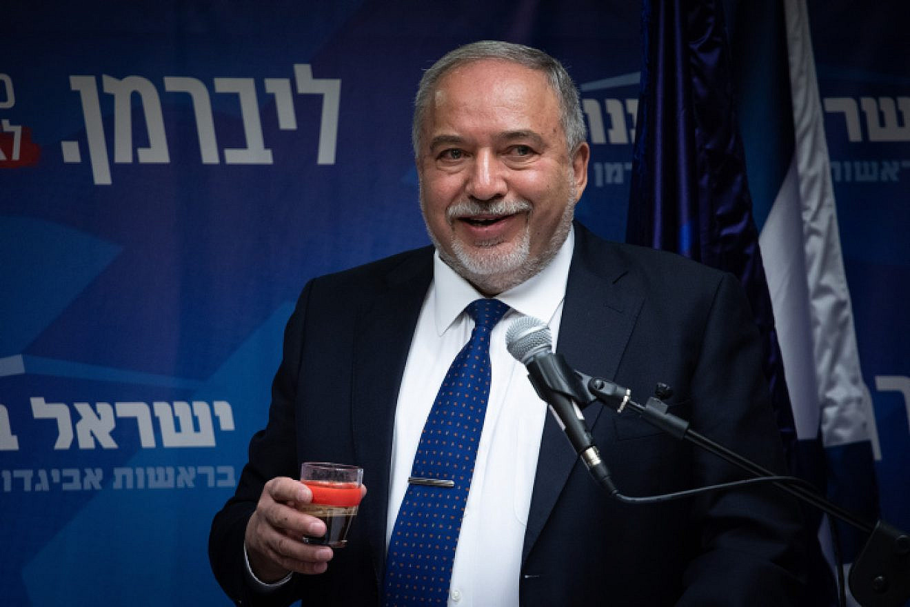 Yisrael Beiteinu Party head Avigdor Lieberman speaks with the media during a faction meeting in Knesset on Dec. 2, 2019. Photo by Hadas Parush/Flash90.