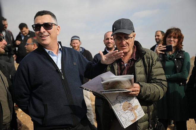 Likud Knesset member Gideon Sa'ar visits the area of the West Bank known as E1 near the town of Ma'ale Adumim, on Dec. 10, 2019. Photo by Hadas Parush/Flash90.