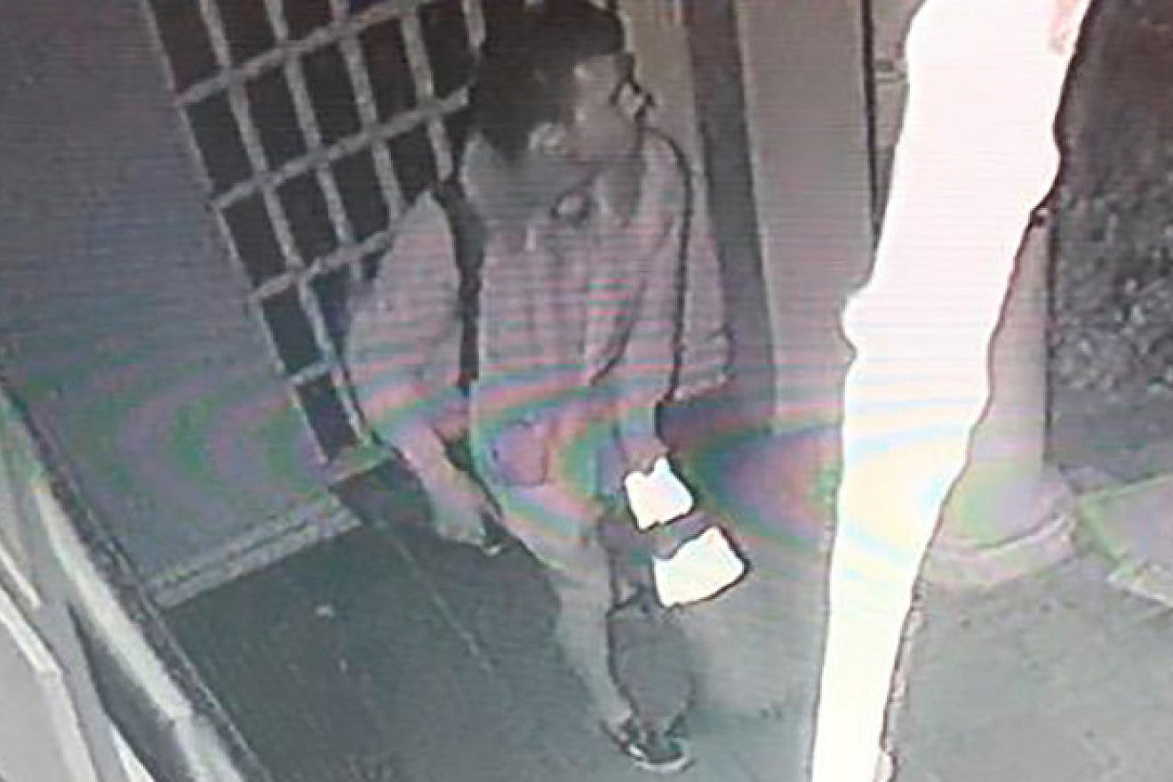 Surveillance footage of Anton Redding, 24, suspected of vandalizing the Nessah Synagogue in Beverly Hills on Dec. 14, 2019. Credit: Beverly Hills Police Department.