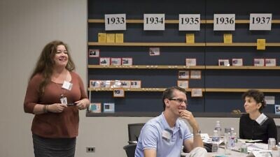 Christina Chaverria, program coordinator for education initiatives for the United States. Holocaust Memorial Museum's Levine Institute for Holocaust Education, leads a teacher training during the Conference of Holocaust Centers in 2018. Credit: United States Holocaust Memorial Museum.