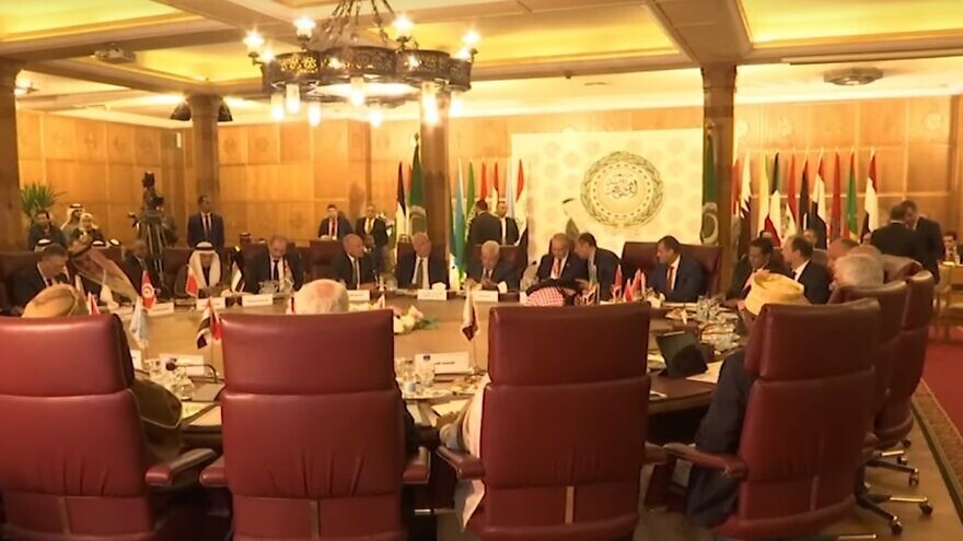 Palestinian Authority leader Mahmoud Abbas addresses an Arab League emergency meeting in Cairo, Feb. 1, 2020. Source: Screenshot.