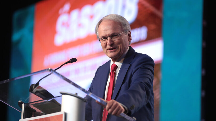 National president of the Zionist Organization of America Mort Klein speaking at an event in West Palm Beach, Fla., in 2018 Credit: Gage Skidmore via Wikimedia Commons.